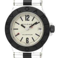 Pre Owned Bvlgari Silver Aluminum Rubber AL32TA Quartz Women's Wristwatch 32 MM