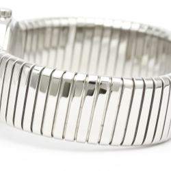 Pre Owned Bvlgari Black Stainless Steel Tubogas BB232TS Quartz Women's Wristwatch 23 MM