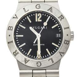 Pre Owned Bvlgari Black Stainless Steel Diagono LC 29 S Automatic Women's Wristwatch 29 mm