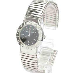 Pre Owned Bvlgari Black Stainless Steel Tubogas BB26 2TS Quartz Women's Wristwatch 26 MM