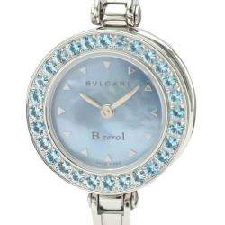 Bvlgari B-Blue MOP Topaz Stainless Steel B.Zero1 BZ22S Women's Wristwatch 22 MM