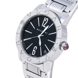 Pre Owned Bvlgari Black Stainless Steel Bvlgari 102072 Automatic Women's Wristwatch 33 mm