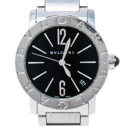 Pre Owned Bvlgari Black Stainless Steel Bvlgari 102072 Automatic Women's Wristwatch 33 mm