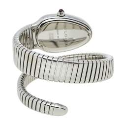 Pre Owned Bvlgari Silver Guilloché Soleil Stainless Steel Serpenti Tubogas SP 35 S Women's Wristwatch 35 mm