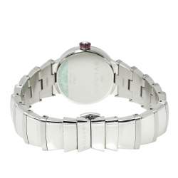 Pre Owned Bvlgari Blue Stainless Steel Diamond Lvcea LU 28 S Women's Wristwatch 28 mm