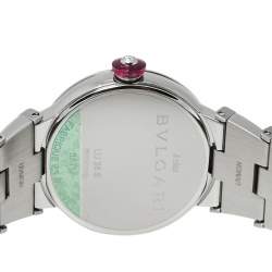 Pre Owned Bvlgari Blue Stainless Steel Diamond Lvcea LU 28 S Women's Wristwatch 28 mm