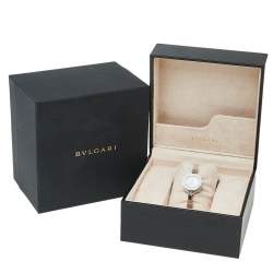 Pre Owned Bvlgari Mother of Pearl Flower Motif Diamond Stainless Steel B.Zero1 BZ 22 S Women's Wristwatch 22 mm