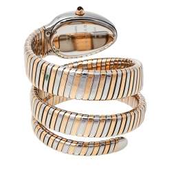 Bvlgari Silver 18K Rose Gold and Stainless Steel Serpenti Tubogas 102236 Women's Wristwatch 35 mm