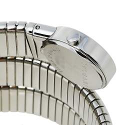 Pre Owned Bvlgari Black Stainless Steel Diamonds Tubogas BB 19 1TS Women's Wristwatch 19 mm