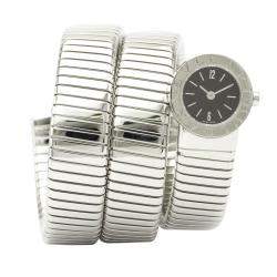 Pre Owned Bvlgari Black Stainless Steel Tubogas BB19 1TS Women's Wristwatch 19 MM