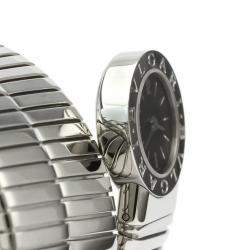 Pre Owned Bvlgari Black Stainless Steel Tubogas BB19 1TS Women's Wristwatch 19 MM