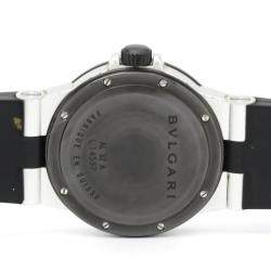 Pre Owned Bvlgari Silver Aluminum Diagono Quartz Al32A Women's Wristwatch 32 MM