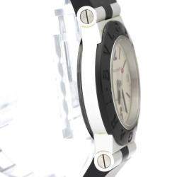 Pre Owned Bvlgari Silver Aluminum Diagono Quartz Al32A Women's Wristwatch 32 MM