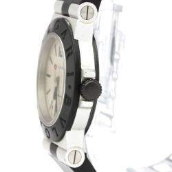 Pre Owned Bvlgari Silver Aluminum Diagono Quartz Al32A Women's Wristwatch 32 MM