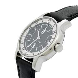 مملوكة مسبقًا Bvlgari  Black Stainless Steel Leather Solotempo ST29S Women's Wristwatch 29 mm