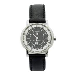 مملوكة مسبقًا Bvlgari  Black Stainless Steel Leather Solotempo ST29S Women's Wristwatch 29 mm