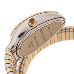 مملوكة مسبقًا Bvlgari Silver White 18K Rose Gold Stainless Steel Diamonds Serpenti Tubogas 102237 Women's Wristwatch 35 mm