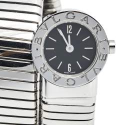 Pre Owned Bvlgari Black Stainless Steel Serpenti Tubogas BB 19 1TS Women's Wristwatch 19 mm 