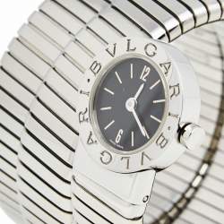 Pre Owned Bvlgari Black Stainless Steel Serpenti Tubogas BB 19 1TS Women's Wristwatch 19 mm 