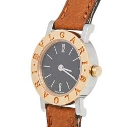 Pre Owned Bvlgari Black 18K Rose Gold Stainless Steel BB 23 SGL Women's Wristwatch 23 mm