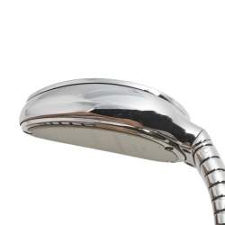 Pre Owned Bvlgari Silver Opaline Guilloché Soleil Stainless Steel Diamond Serpenti Tubogas 101816 Women's Wristwatch 23 mm