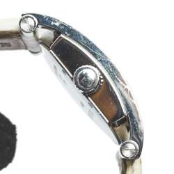 Pre Owned Bvlgari Mother of Pearl Diamond Stainless Steel Leather Assioma AA 44 S Women's Wristwatch 34 mm