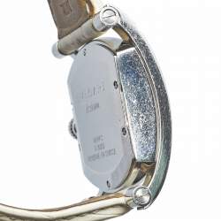 Pre Owned Bvlgari Mother of Pearl Diamond Stainless Steel Leather Assioma AA 44 S Women's Wristwatch 34 mm