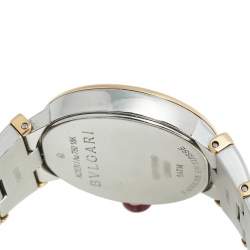 Pre Owned Bvlgari Mother of Pearl Diamond 18K Rose Gold Stainless Steel Lvcea 102194 Women's Wristwatch 28 mm