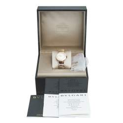 Pre Owned Bvlgari Mother of Pearl Diamond 18K Rose Gold Stainless Steel Lvcea 102194 Women's Wristwatch 28 mm