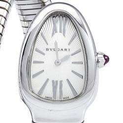 مملوكة مسبقًا Bvlgari Silver Stainless Steel Serpenti Tubogas 101828 Women's Wristwatch 35 mm