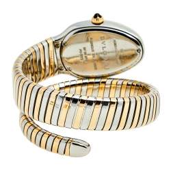 Pre Owned Bvlgari Black 18k Rose Gold Stainless Steel Serpenti Tubogas 102123 Women's Wristwatch 35 mm