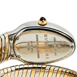 Pre Owned Bvlgari Black 18k Rose Gold Stainless Steel Serpenti Tubogas 102123 Women's Wristwatch 35 mm