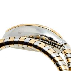 Pre Owned Bvlgari Black 18k Rose Gold Stainless Steel Serpenti Tubogas 102123 Women's Wristwatch 35 mm