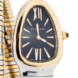 Pre Owned Bvlgari Black 18k Rose Gold Stainless Steel Serpenti Tubogas 102123 Women's Wristwatch 35 mm