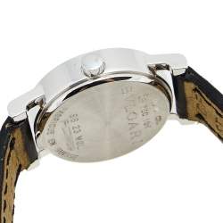 Pre Owned Bvlgari Black 18k White Gold Leather Bvlgari BB23WGL Women's Wristwatch 23 mm
