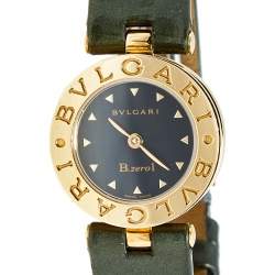 Pre Owned Bvlgari Black 18k Rose Gold Leather B.Zero1 BZ22G Women's Wristwatch 22 mm