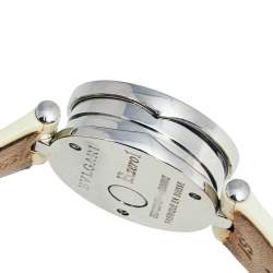 Pre Owned Bvlgari Mother of Pearl Stainless Steel Leather B.Zero1 BZ22S Women's Wristwatch 22 mm
