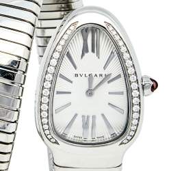 Pre Owned ساعة يد نسائية بلغاري سيربنتي توبوغاس 101816  ألماس ستانلس ستيل أوبالين غاليوشيه سولايل فضية 35 مم