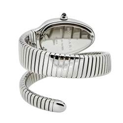 Pre Owned ساعة يد نسائية بلغاري سيربنتي توبوغاس 101816  ألماس ستانلس ستيل أوبالين غاليوشيه سولايل فضية 35 مم