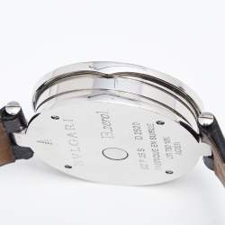Pre Owned Bvlgari Double Heart Diamond 18k Rose Gold Stainless Steel Leather B.zero1 BZP35S Women's Wristwatch 35 mm