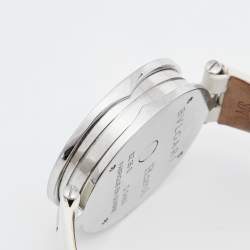 Pre Owned Bvlgari Double Heart Stainless Steel Leather B.zero1 BB35S Women's Wristwatch 35 mm