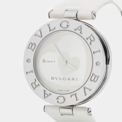 Pre Owned Bvlgari Double Heart Stainless Steel Leather B.zero1 BB35S Women's Wristwatch 35 mm
