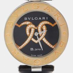 Pre Owned Bvlgari Black 18K Gold Stainless Steel B.Zero1 BZ P 35 S Quartz Women's Wristwatch 35 MM