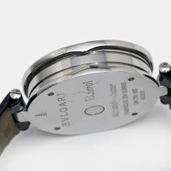 مملوكة مسبقًا Bvlgari Black Heart Diamond Pave 18K Rose Gold Stainless Steel Leather B.Zero1 BZP35S Women's Wristwatch 35 mm