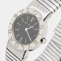 Pre Owned Bvlgari Black Stainless Steel Tubogas BB262TS Women's Wristwatch 26 mm