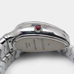 مملوكة مسبقًا Bvlgari White Ceramic Stainless Steel Serpenti Spiga 102182 Women's Wristwatch 35 mm 