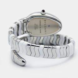 مملوكة مسبقًا Bvlgari White Ceramic Stainless Steel Serpenti Spiga 102182 Women's Wristwatch 35 mm 