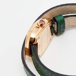 Pre Owned Bvlgari Green 18K Rose Gold Karung Skin Leather Serpenti 102726 Women's Wristwatch 27 mm
