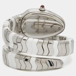 Pre Owned ساعة يد نسائية بلغاري سيربنتي سبيغا 102182  سيراميك ستانلس ستيل بيضاء 35مم