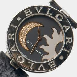 Pre Owned Bvlgari Black Sun & Moon Diamond Inlay Motif B.Zero1 BZ 35 S Women's Watch 35 mm